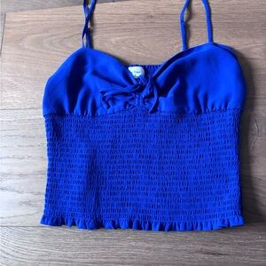 Wilfred Royal Blue Smocked Crop Top